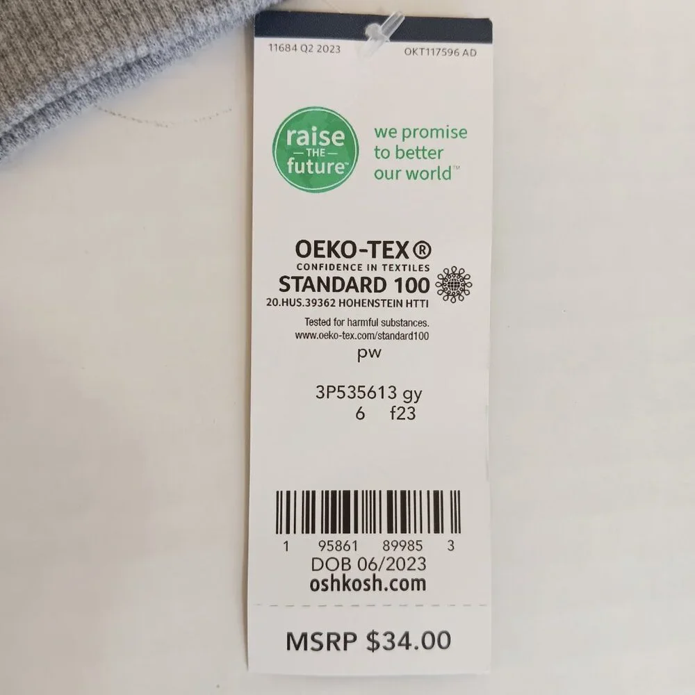 OshKosh B'gosh Kids Heathered Gray Full Zip Embroidered Hoodie Size 6
